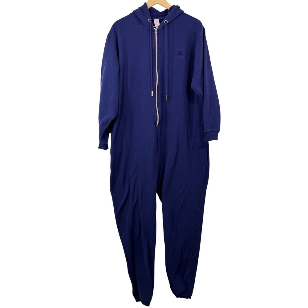 Savage X Fenty Navy Blue Hooded Fleece Onesie Jumpsuit Unisex Women 1X Men L